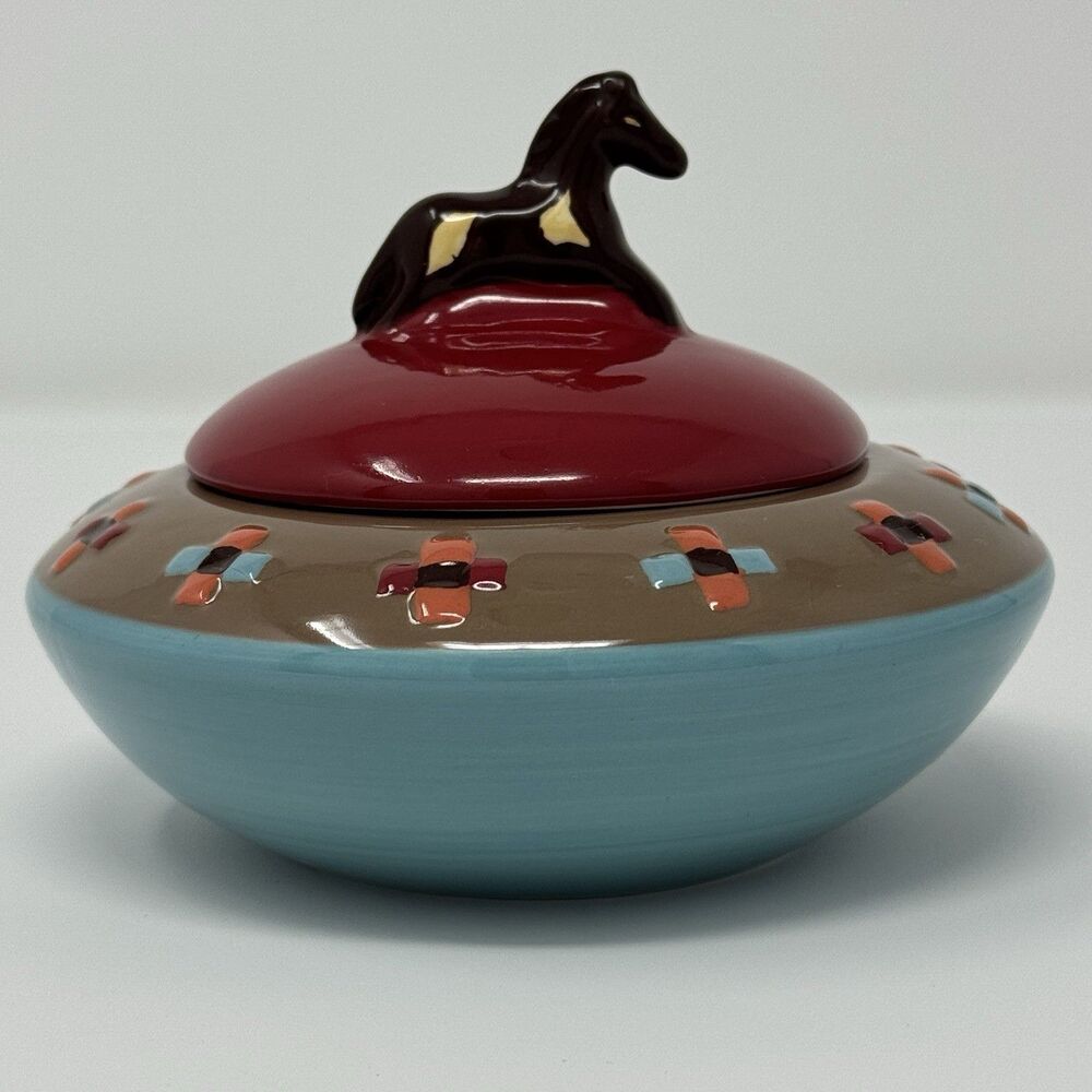 Pendleton Lidded Bowl Horse Ranch House Trinket Box Aztec South Western Ranch